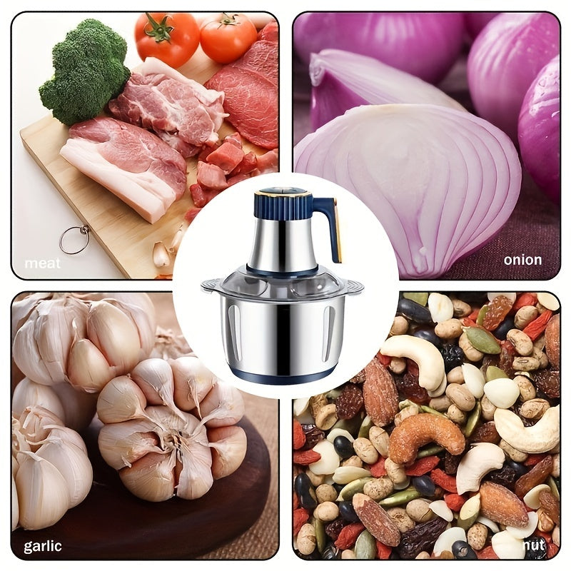 Stainless Steel Food Processor – Powerful Meat Grinder & Vegetable Chopper (5L, 5000 RPM)