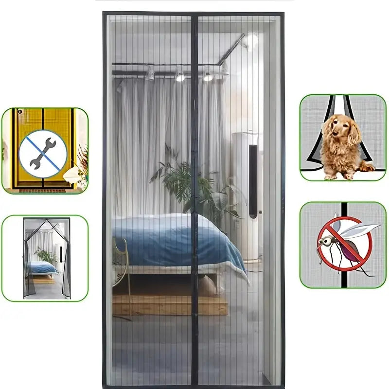 BugGuard Magnetic Fly Screen Door – Hands-Free Mesh Door with Auto-Close for Insect Protection