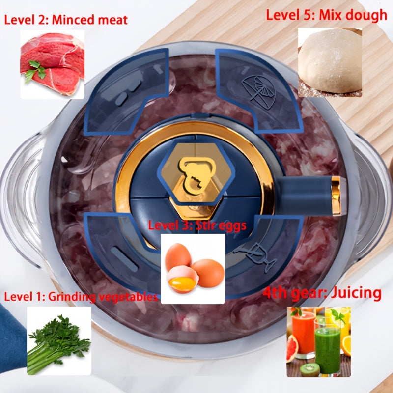 Stainless Steel Food Processor – Powerful Meat Grinder & Vegetable Chopper (5L, 5000 RPM)