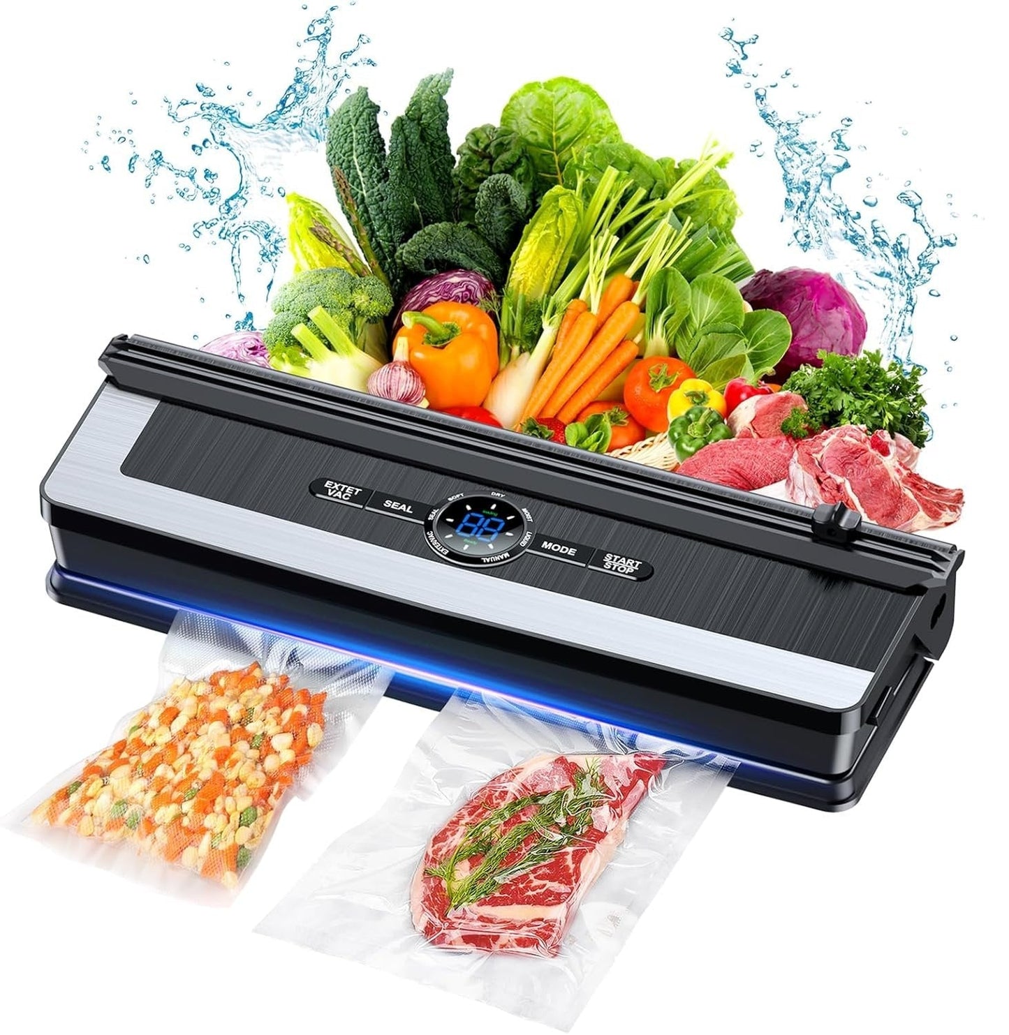 8-in-1 Vacuum Sealer with Built-In Cutter | Food Saver Machine for Dry & Moist Foods