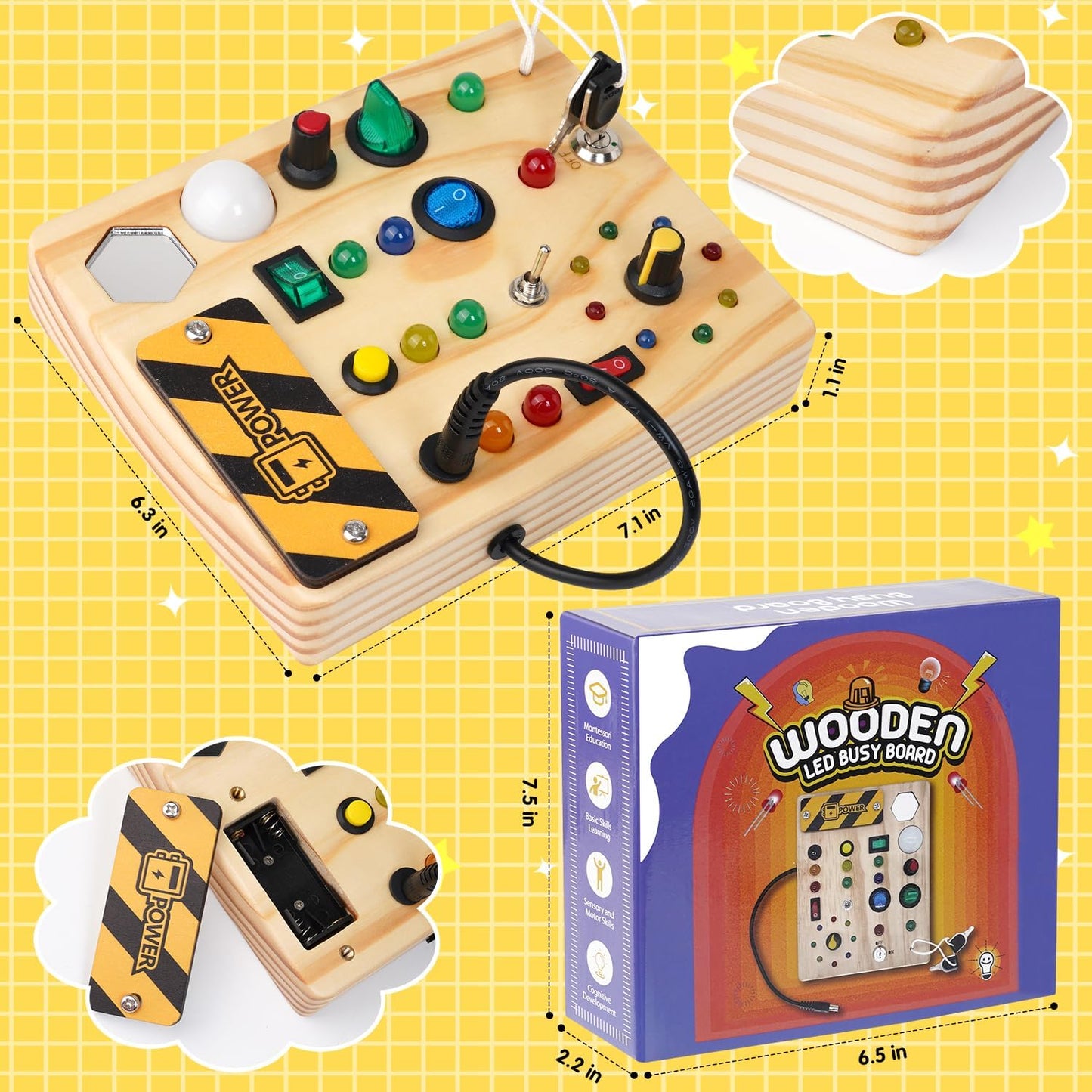 Montessori Toddler Busy Board – Creative Light-Up Educational Toy for Ages 1–6