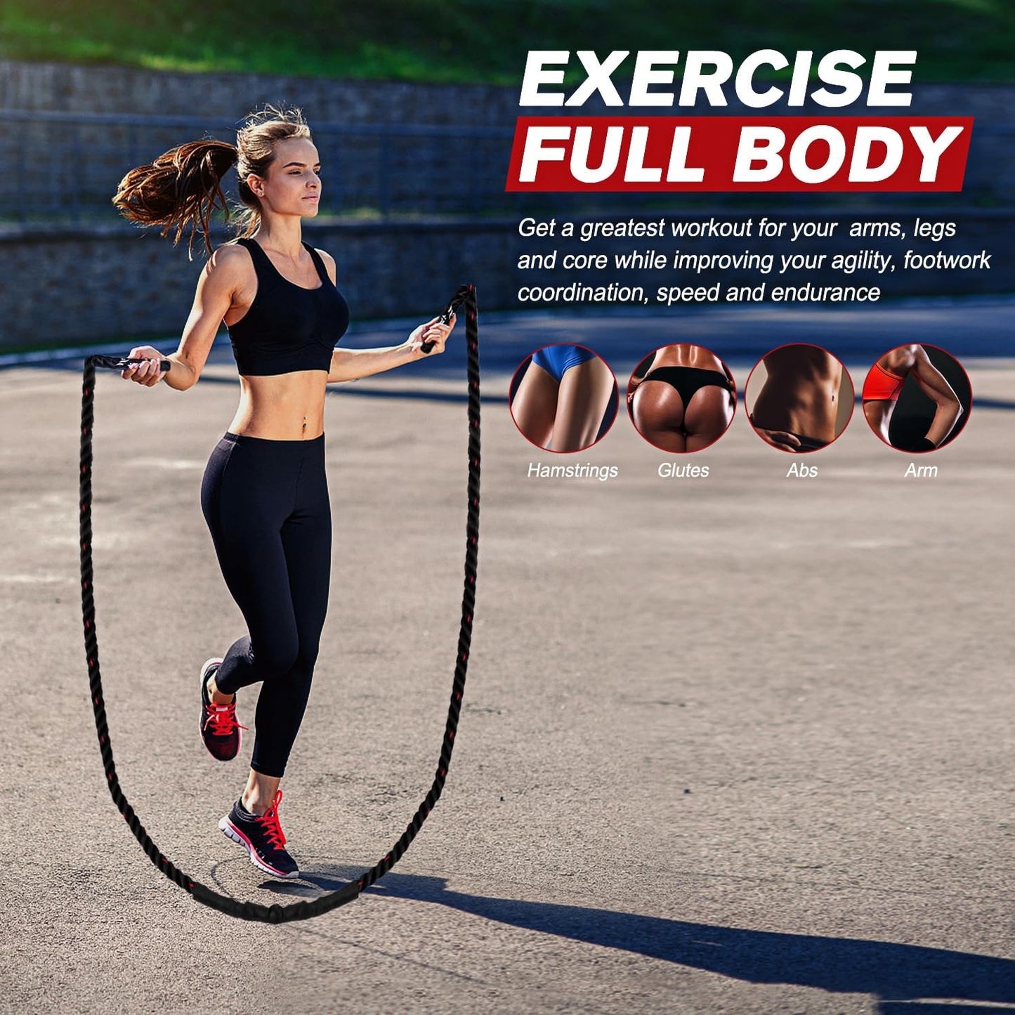 PowerJump Adjustable Weighted Skipping Rope – Heavy Training Rope