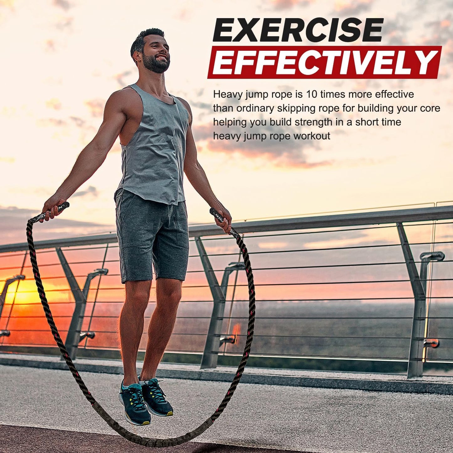 PowerJump Adjustable Weighted Skipping Rope – Heavy Training Rope