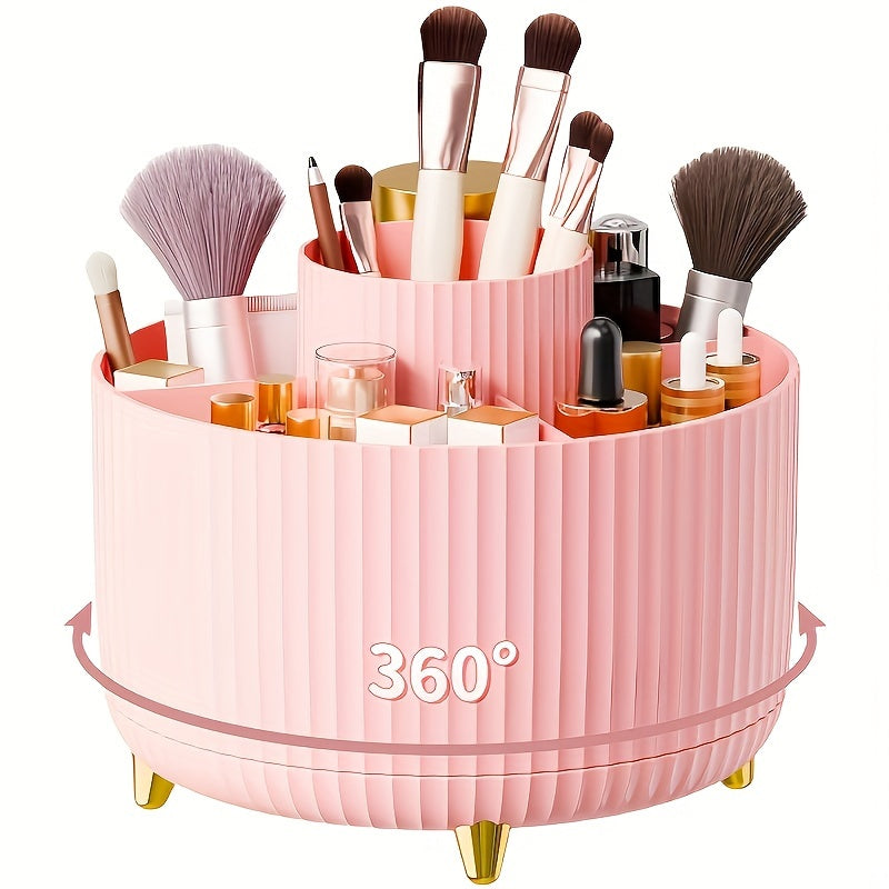 GlamSpin – 360° Rotating Makeup & Desk Organiser with 5 Compartments