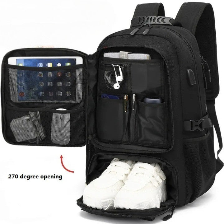 Tech Trek Pro 50-80L – The Ultimate Backpack with USB Charging Port | Durable & Spacious