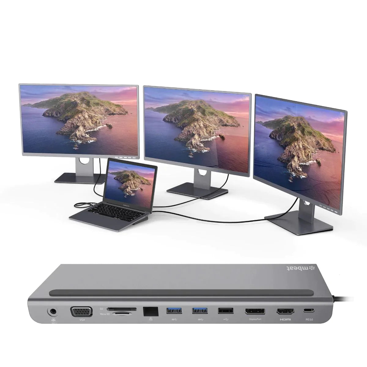 LapStation Pro – 11-in-1 USB-C Laptop Docking Station with HDMI, Ethernet & SD Card Ports