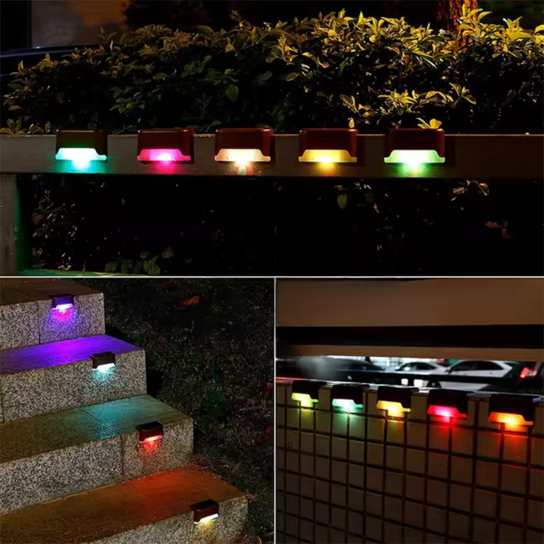 Self-Adhesive Solar Outdoor Lights – Waterproof Wall-Mounted LED Step Lamps for Gardens, Patios & Pathways