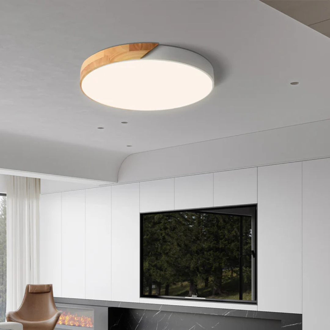 Delos – Scandinavian Wooden LED Ceiling Light | Modern Energy-Efficient Interior Lighting