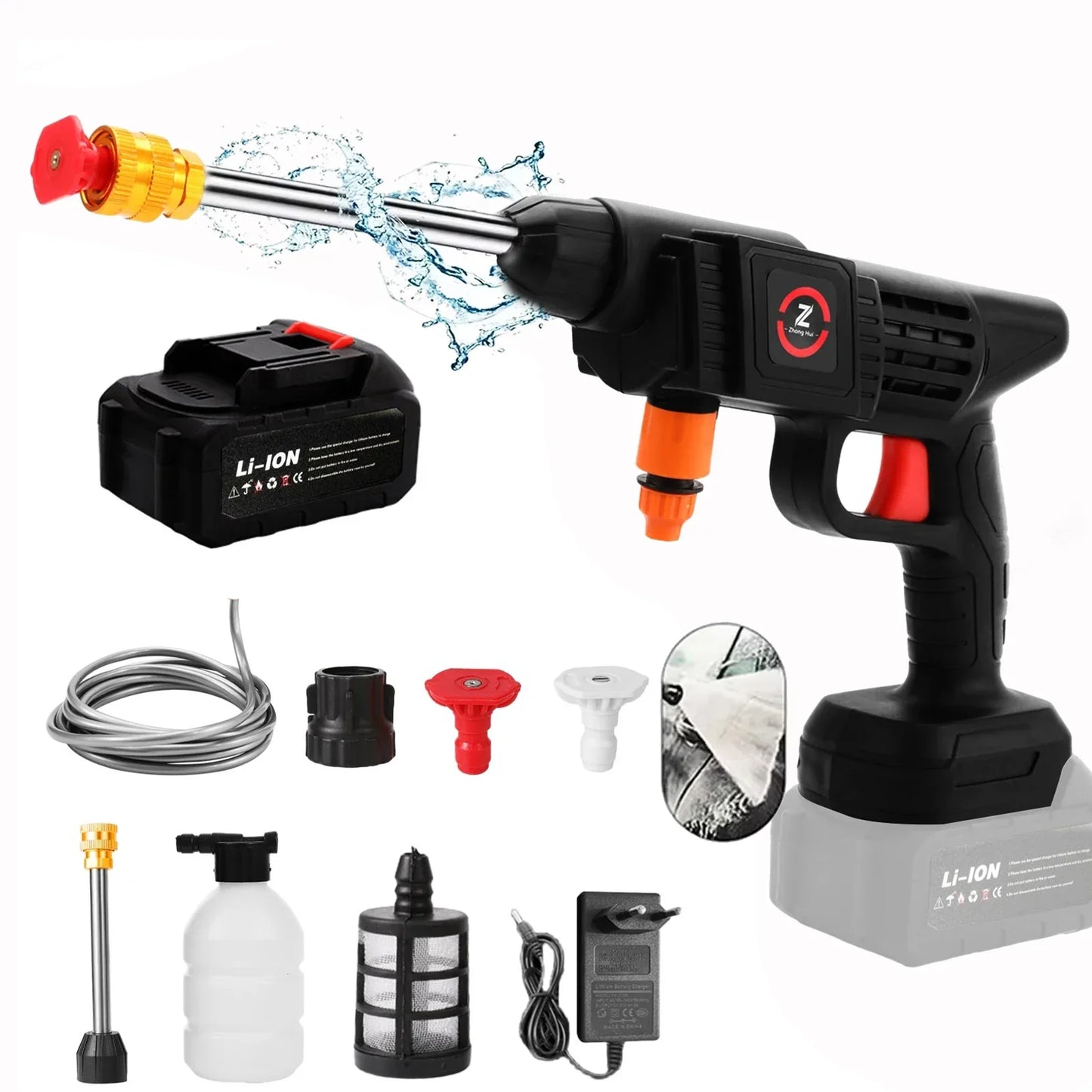 Cordless High Pressure Washer – Portable Jet Cleaner with Lithium Battery & Adjustable Nozzle