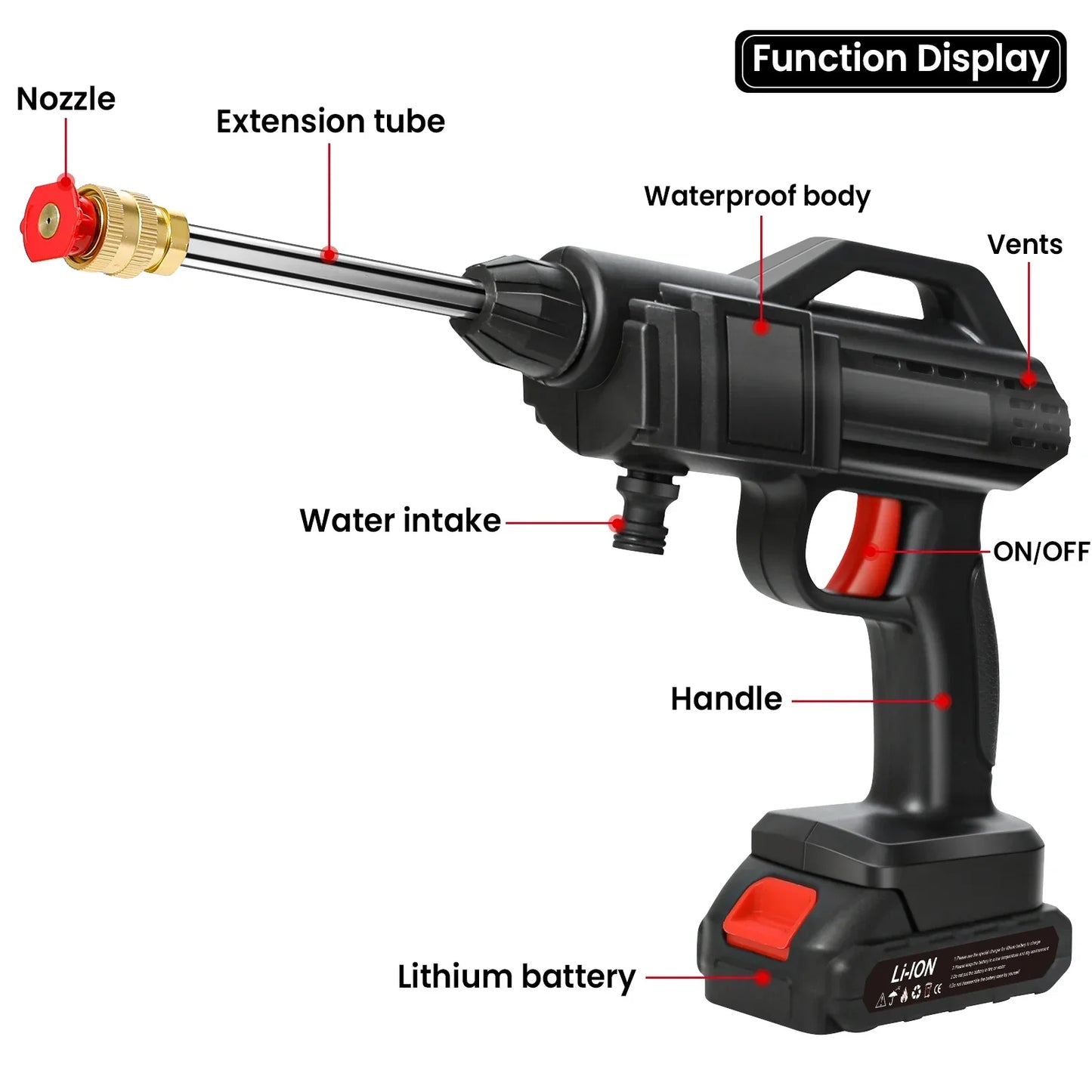 Cordless High Pressure Washer – Portable Jet Cleaner with Lithium Battery & Adjustable Nozzle
