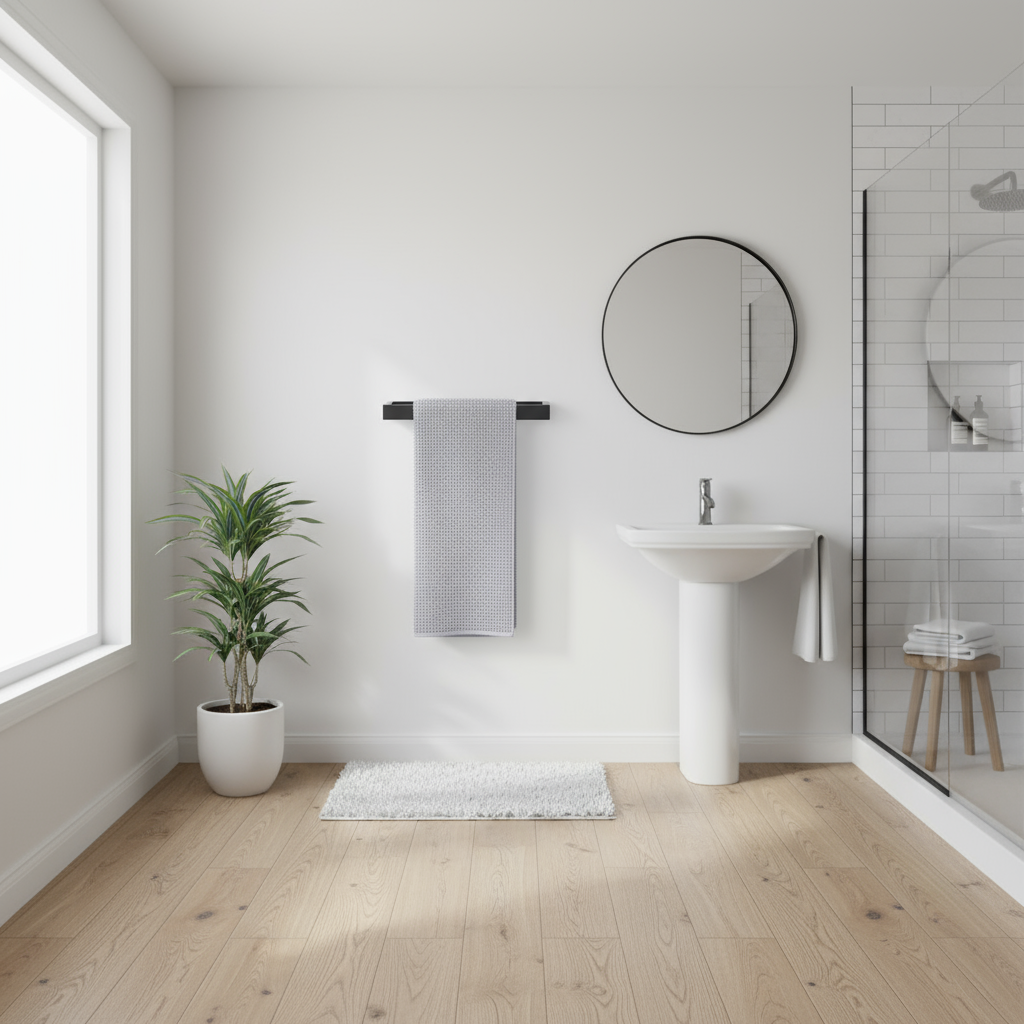 Uni-Black Stainless Steel Towel Rail – Matte Black Wall-Mounted Bathroom & Kitchen Holder