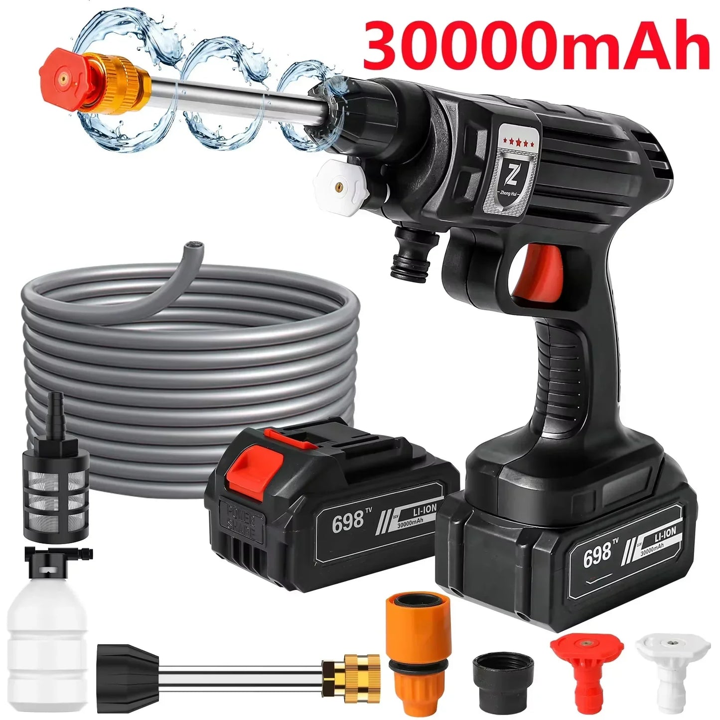 Cordless High Pressure Washer – Portable Jet Cleaner with Lithium Battery & Adjustable Nozzle