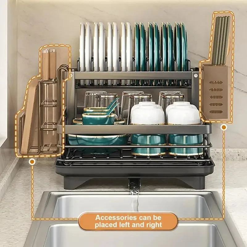 Adjustable Stainless Steel Dish Drying Rack – Space-Saving Kitchen Drainer for Plates, Glasses & Cutlery
