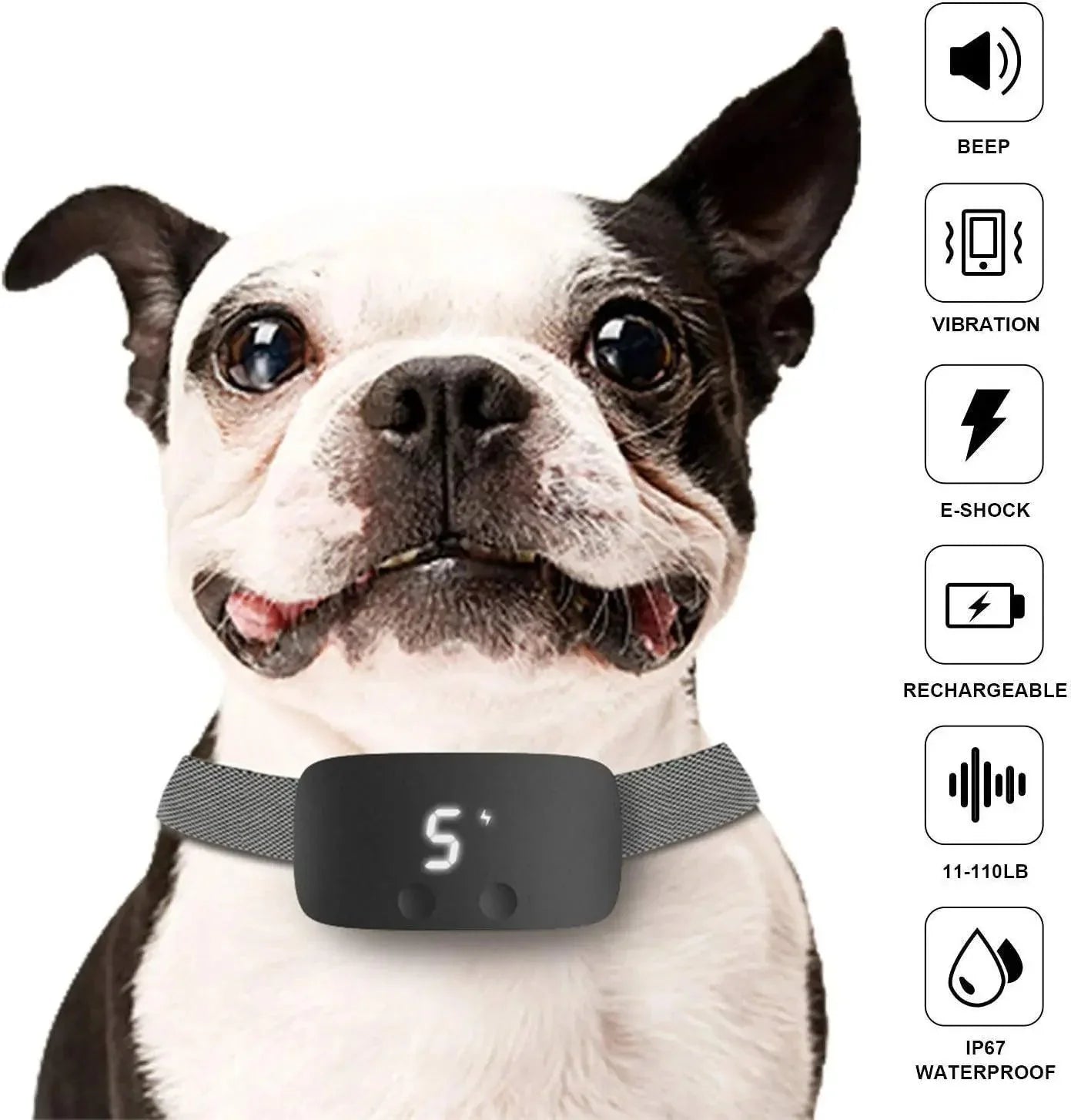Automatic No-Bark Dog Collar – Rechargeable Waterproof Anti-Barking Training Collar for All Breeds