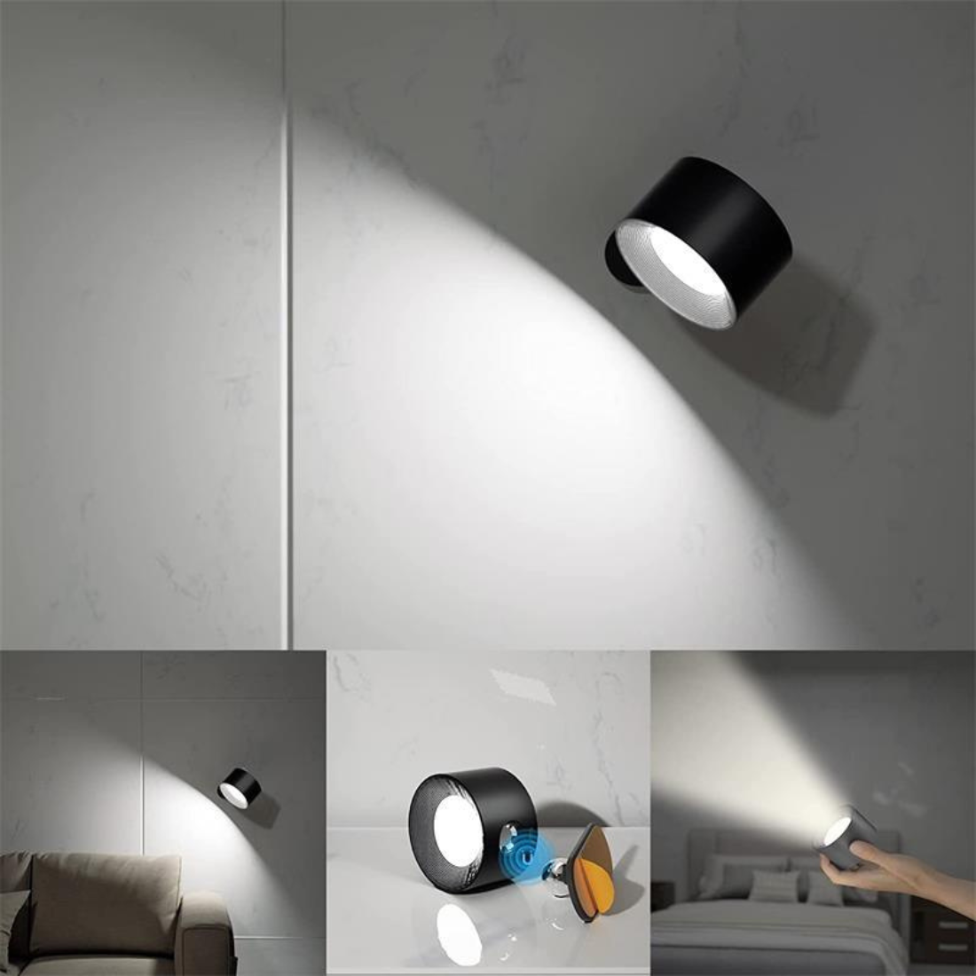 FlexiLamp – Wireless Rechargeable 360° LED Wall Light for Indoors & Outdoors