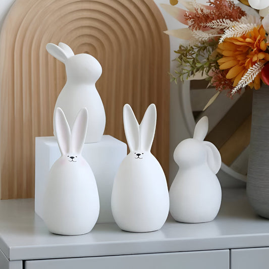 ConeyBliss Minimalist Ceramic Bunny – Elegant White Easter Rabbit Figurine Decor