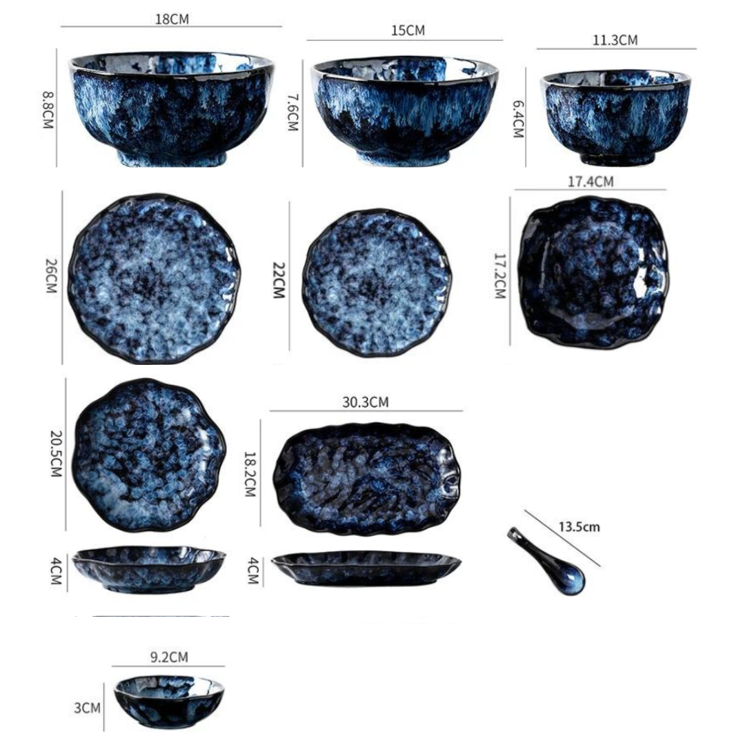 Blue Nebula 10-Piece Dinnerware Set – Elegant & Celestial Dining