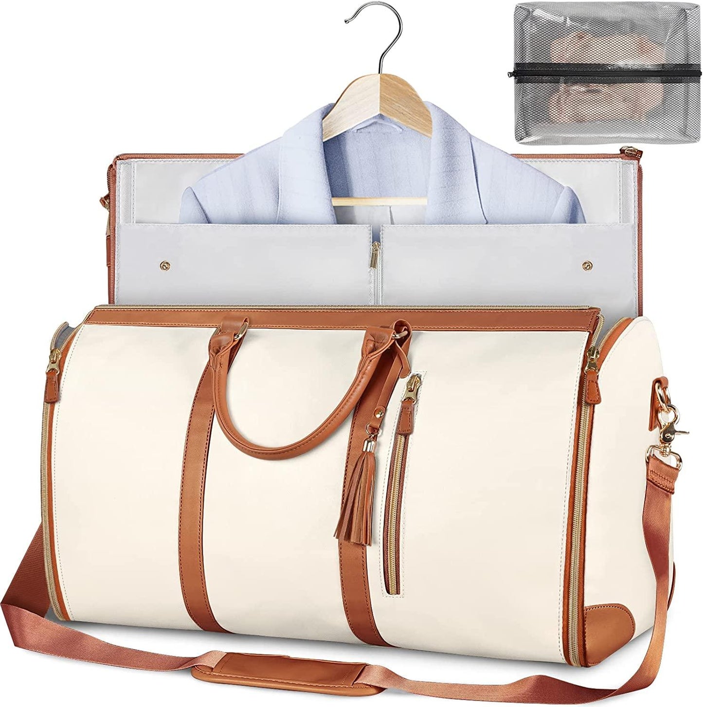 GARMENTGO Travel Garment Bag – Foldable PU Leather Suit Carrier for Wrinkle-Free & Stylish Travel