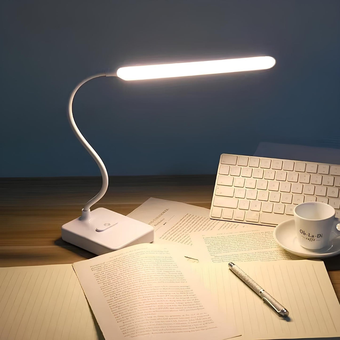 LumoFlex Adjustable Desk Lamp – Rechargeable or Plug-In with Flexible Neck & Dimmable Light