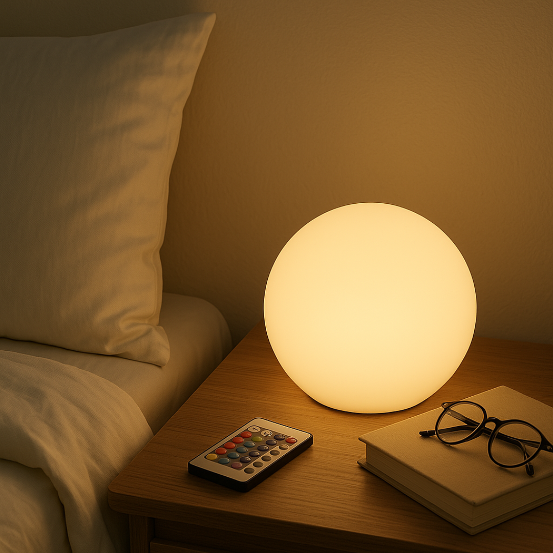 GlowOrb – Wireless LED Colour-Changing Table Lamp with Remote & USB Rechargeable