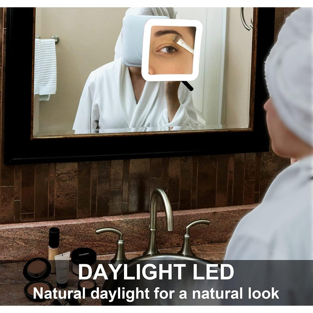 GlowView 10X Lighted Magnifying Mirror with LED & Suction Mount – Portable Makeup Mirror
