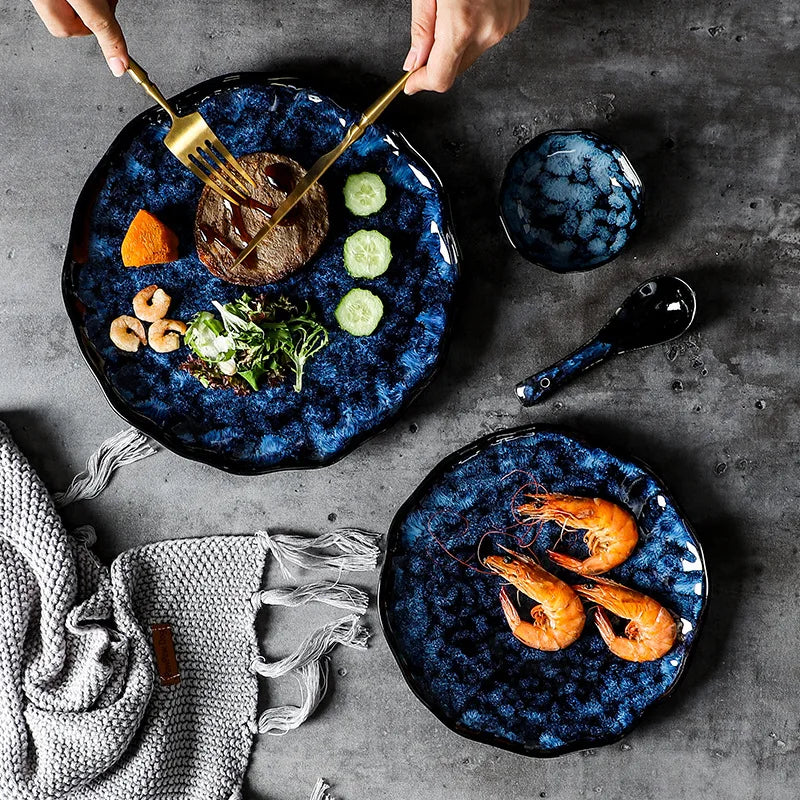 Blue Nebula 10-Piece Dinnerware Set – Elegant & Celestial Dining