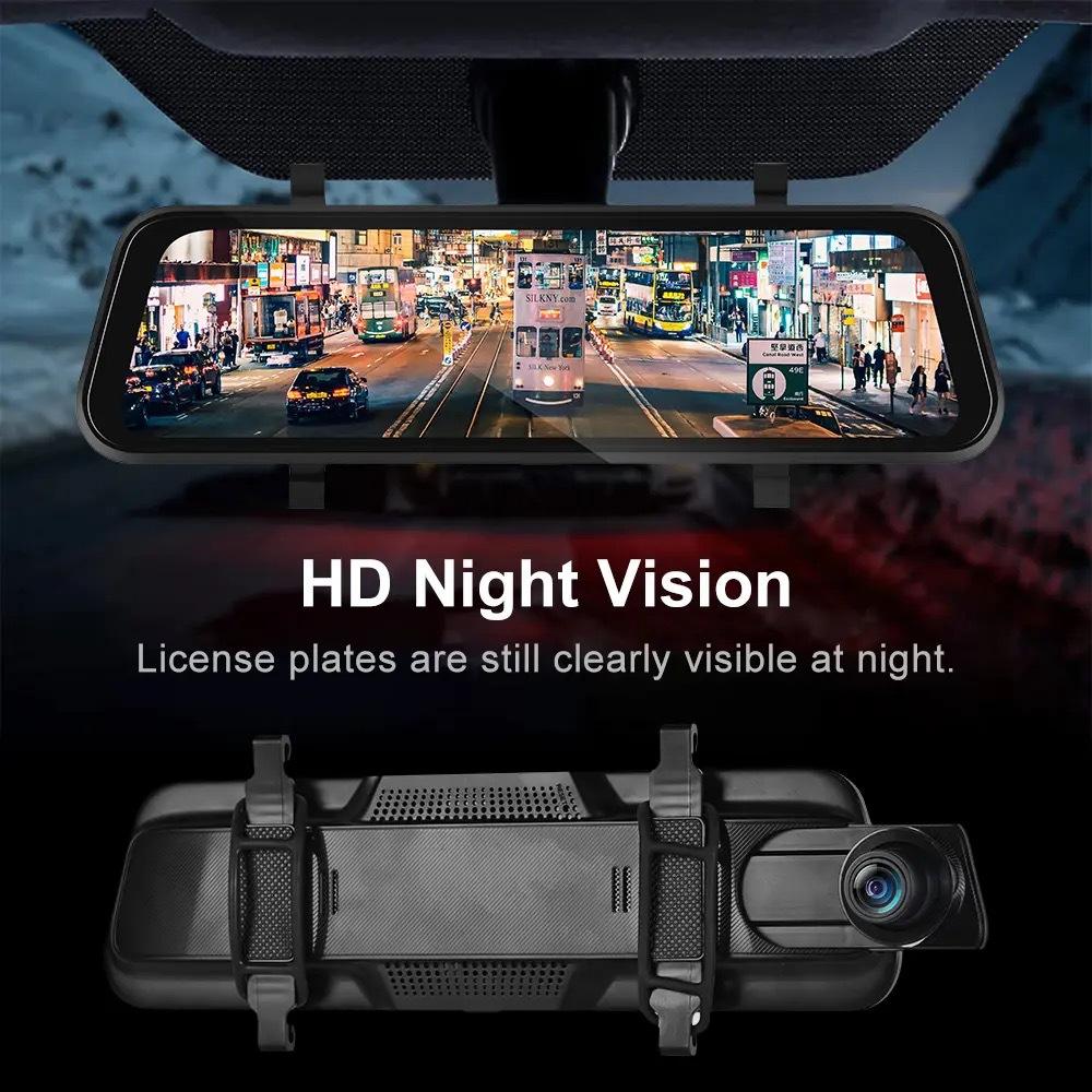 VisionMirror Pro – Ultra HD Mirror Dash Cam with Wireless CarPlay & Android Auto