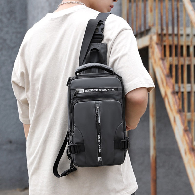 Waterproof Oxford Crossbody Bag, Anti-Theft Sling Bag, USB Charging & Multi-Pocket Design
