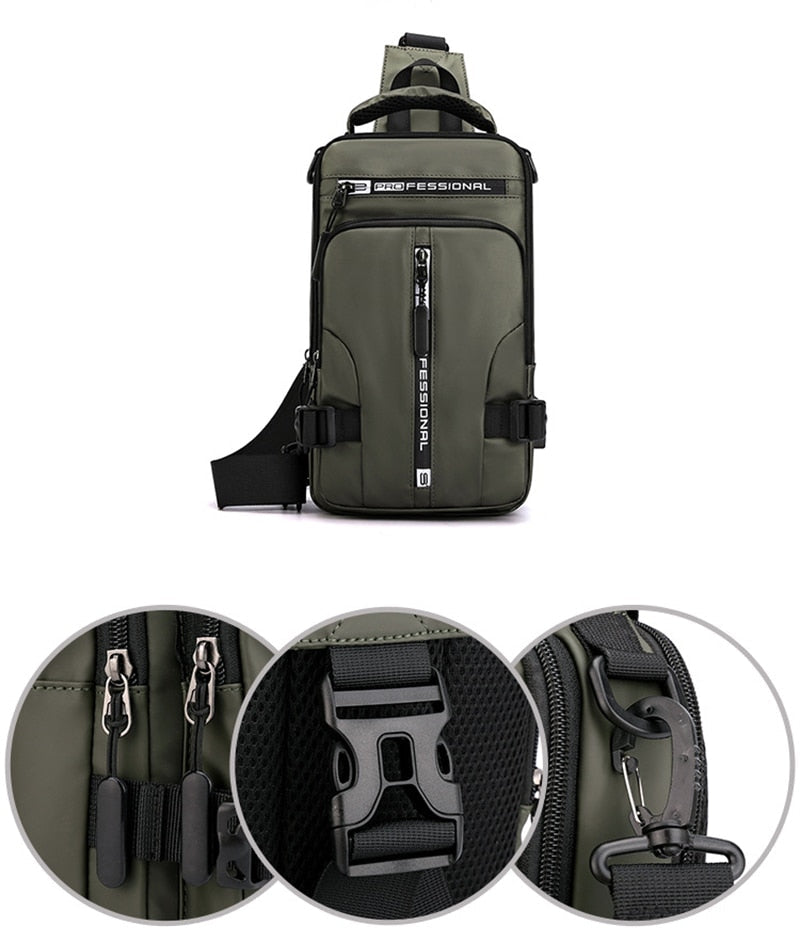Waterproof Oxford Crossbody Bag, Anti-Theft Sling Bag, USB Charging & Multi-Pocket Design