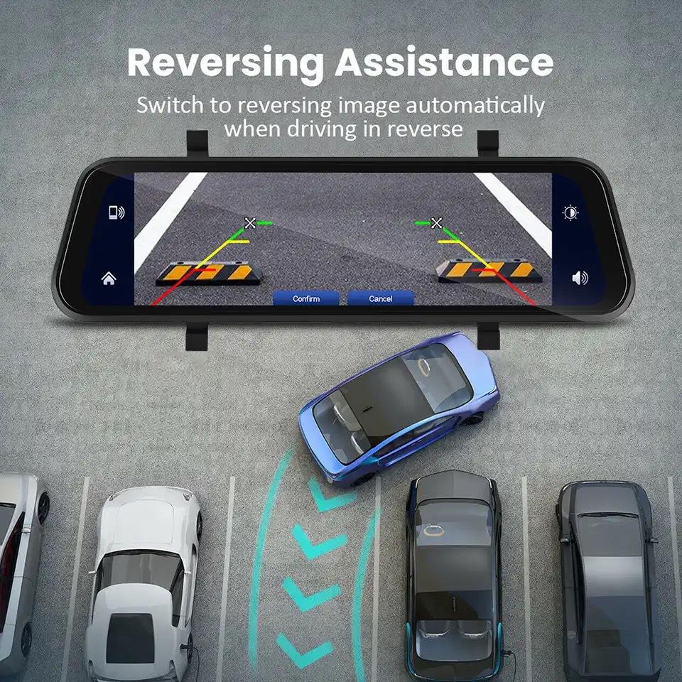 VisionMirror Pro – Ultra HD Mirror Dash Cam with Wireless CarPlay & Android Auto