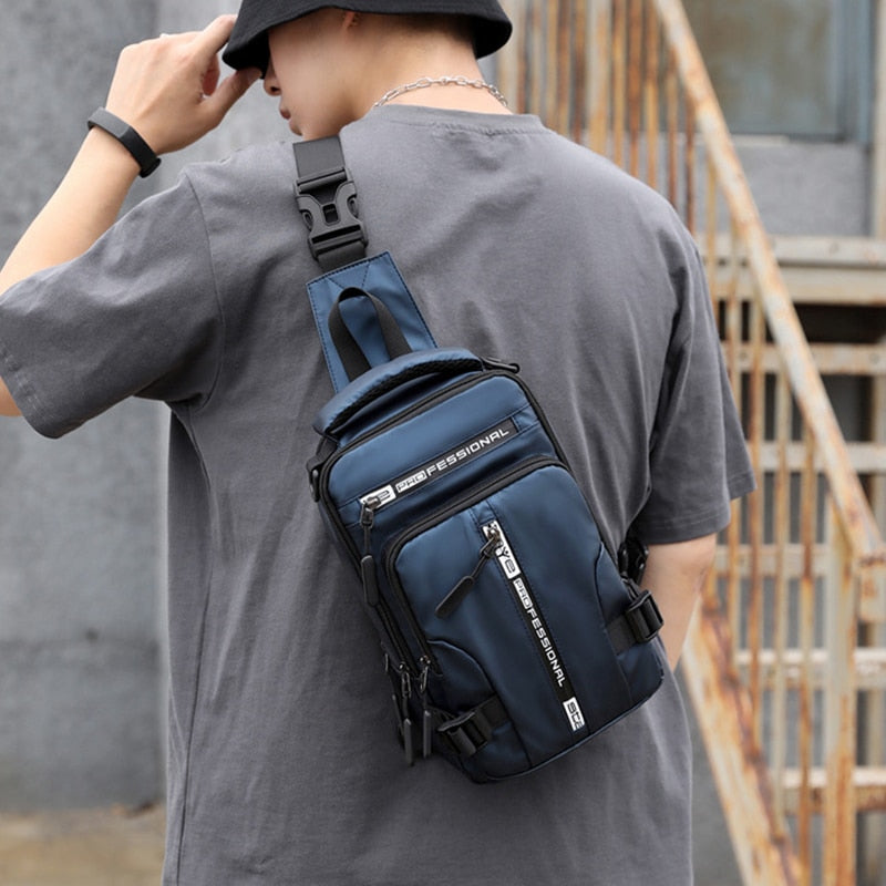 Waterproof Oxford Crossbody Bag, Anti-Theft Sling Bag, USB Charging & Multi-Pocket Design