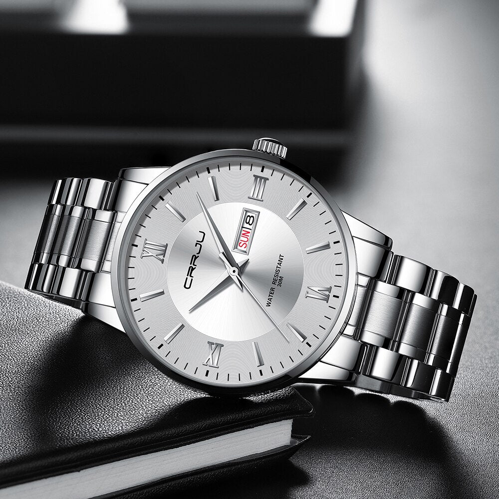 Men's Luxury Waterproof Sports Watch – Stainless Steel Quartz Chronograph