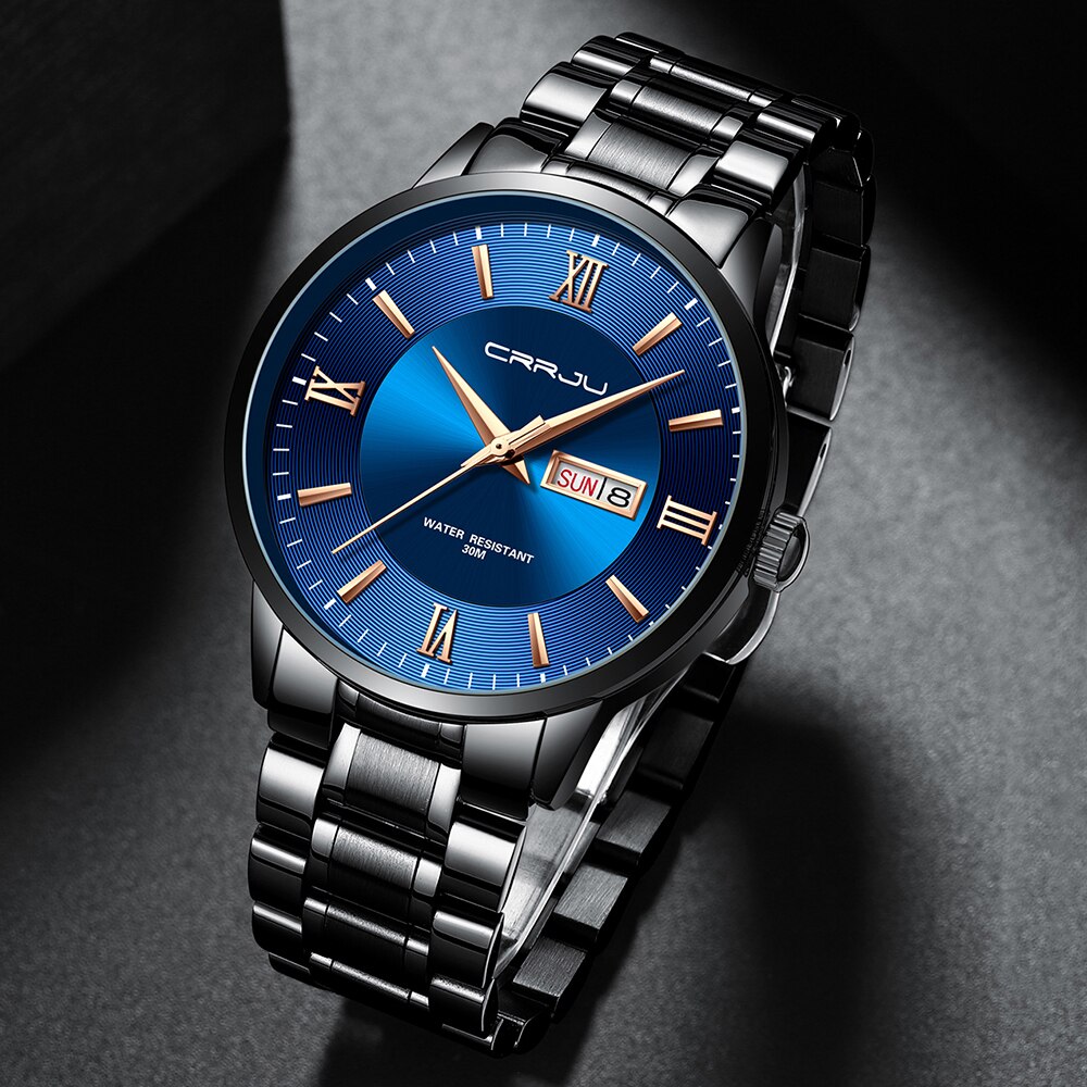 Men's Luxury Waterproof Sports Watch – Stainless Steel Quartz Chronograph