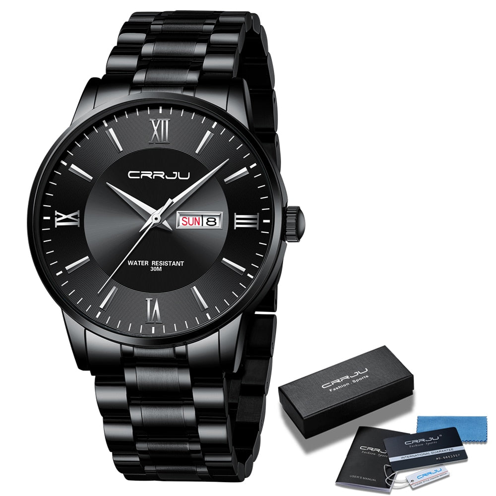 Men's Luxury Waterproof Sports Watch – Stainless Steel Quartz Chronograph