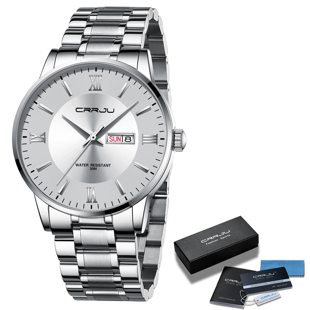 Men's Luxury Waterproof Sports Watch – Stainless Steel Quartz Chronograph
