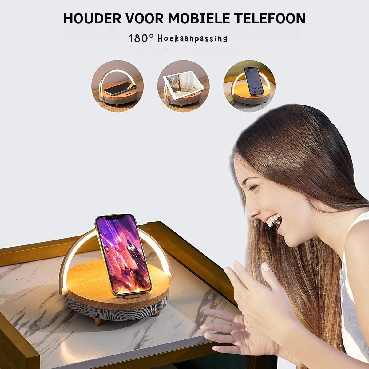 3-in-1 LED Lamp, Bluetooth Speaker & Wireless Charger | Smart Desk Light