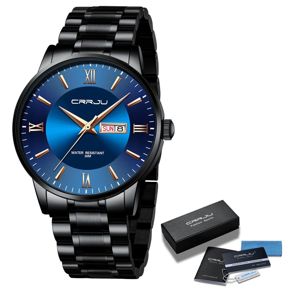 Men's Luxury Waterproof Sports Watch – Stainless Steel Quartz Chronograph