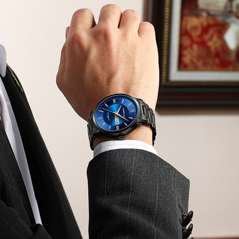 Men's Luxury Waterproof Sports Watch – Stainless Steel Quartz Chronograph