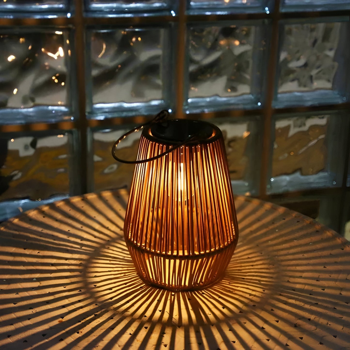 CageRattan – Bamboo Solar Garden Light – Waterproof Hanging Lantern