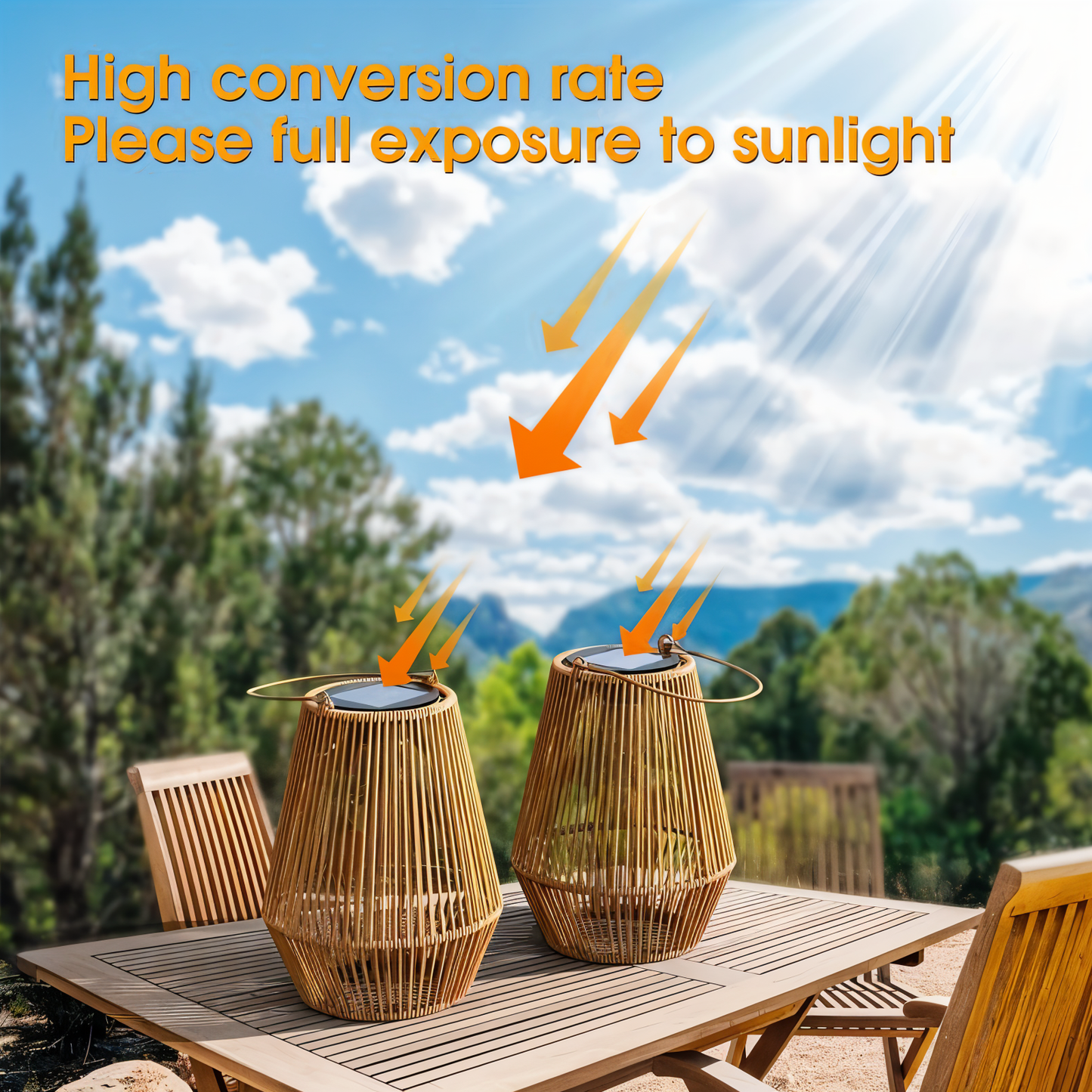 CageRattan – Bamboo Solar Garden Light – Waterproof Hanging Lantern