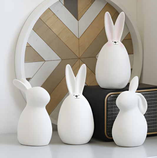 ConeyBliss Minimalist Ceramic Bunny – Elegant White Easter Rabbit Figurine Decor