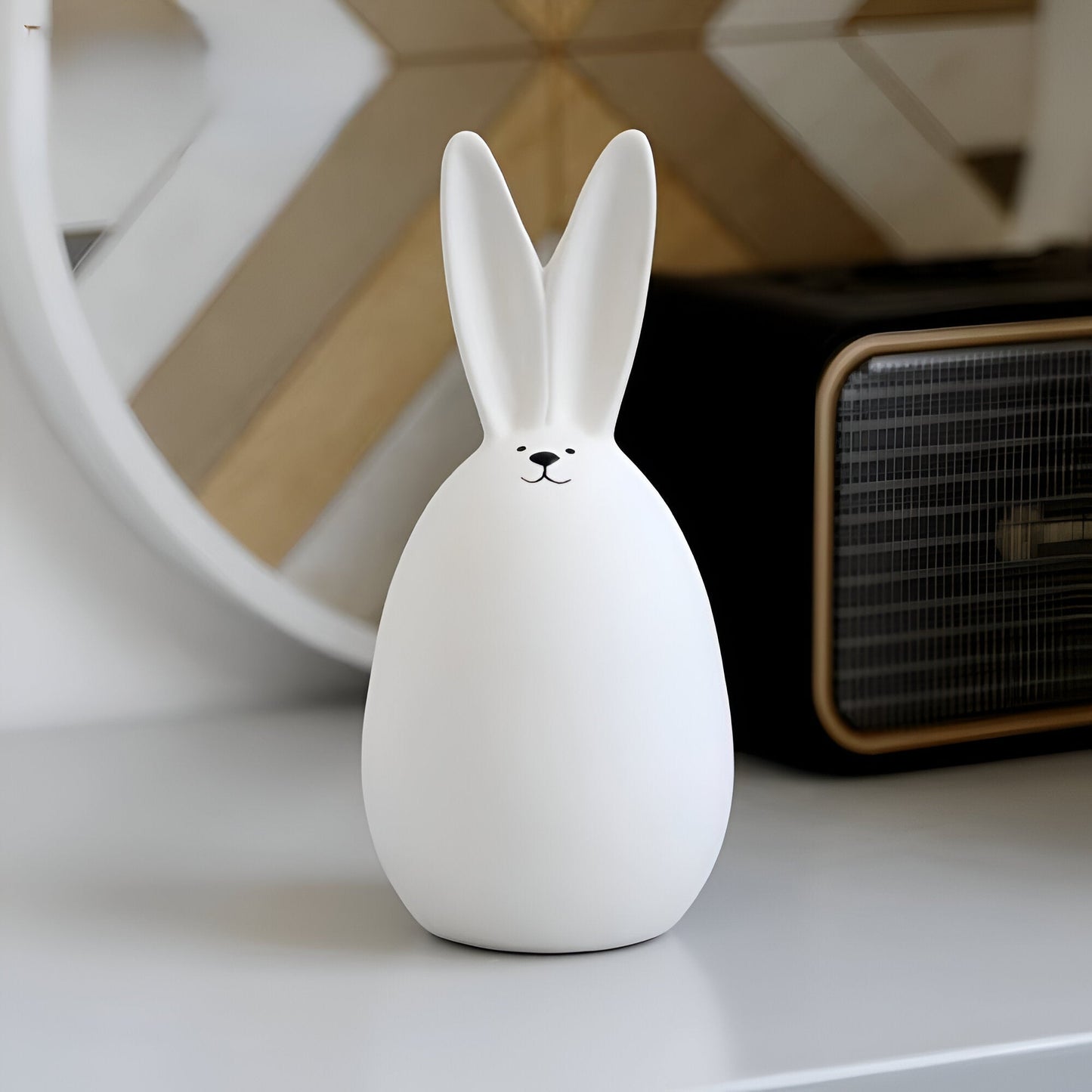 ConeyBliss Minimalist Ceramic Bunny – Elegant White Easter Rabbit Figurine Decor