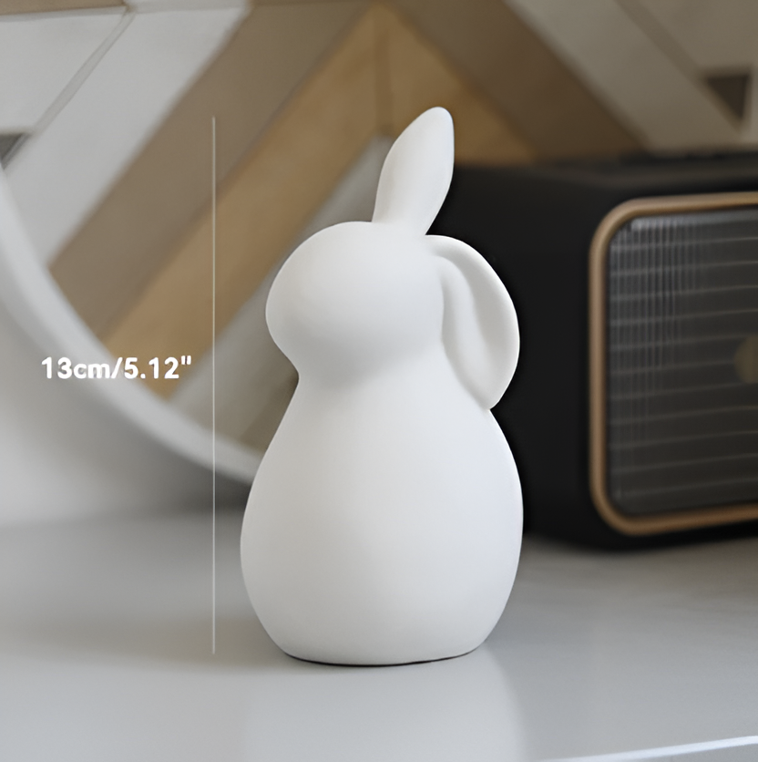ConeyBliss Minimalist Ceramic Bunny – Elegant White Easter Rabbit Figurine Decor