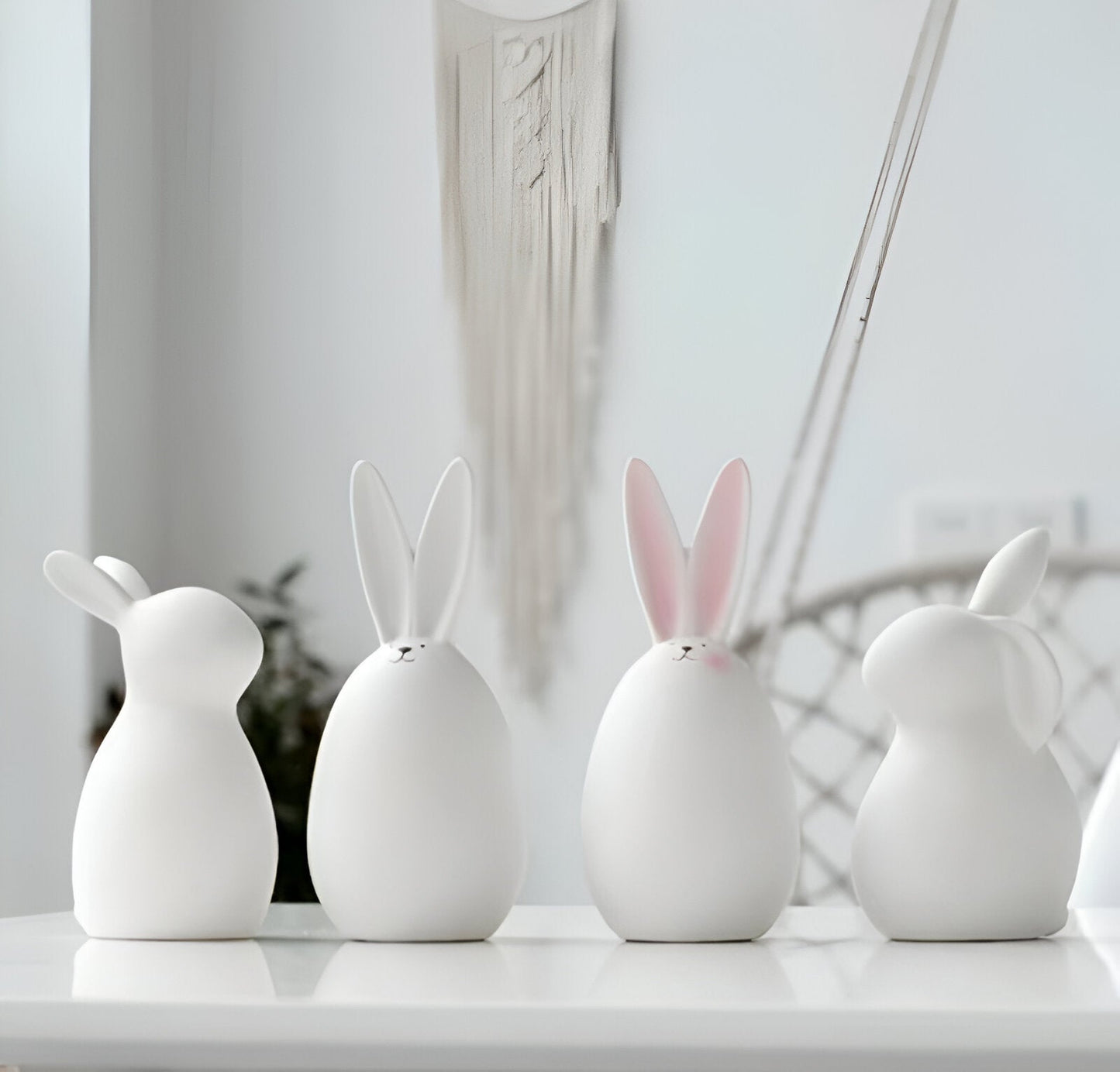 ConeyBliss Minimalist Ceramic Bunny – Elegant White Easter Rabbit Figurine Decor
