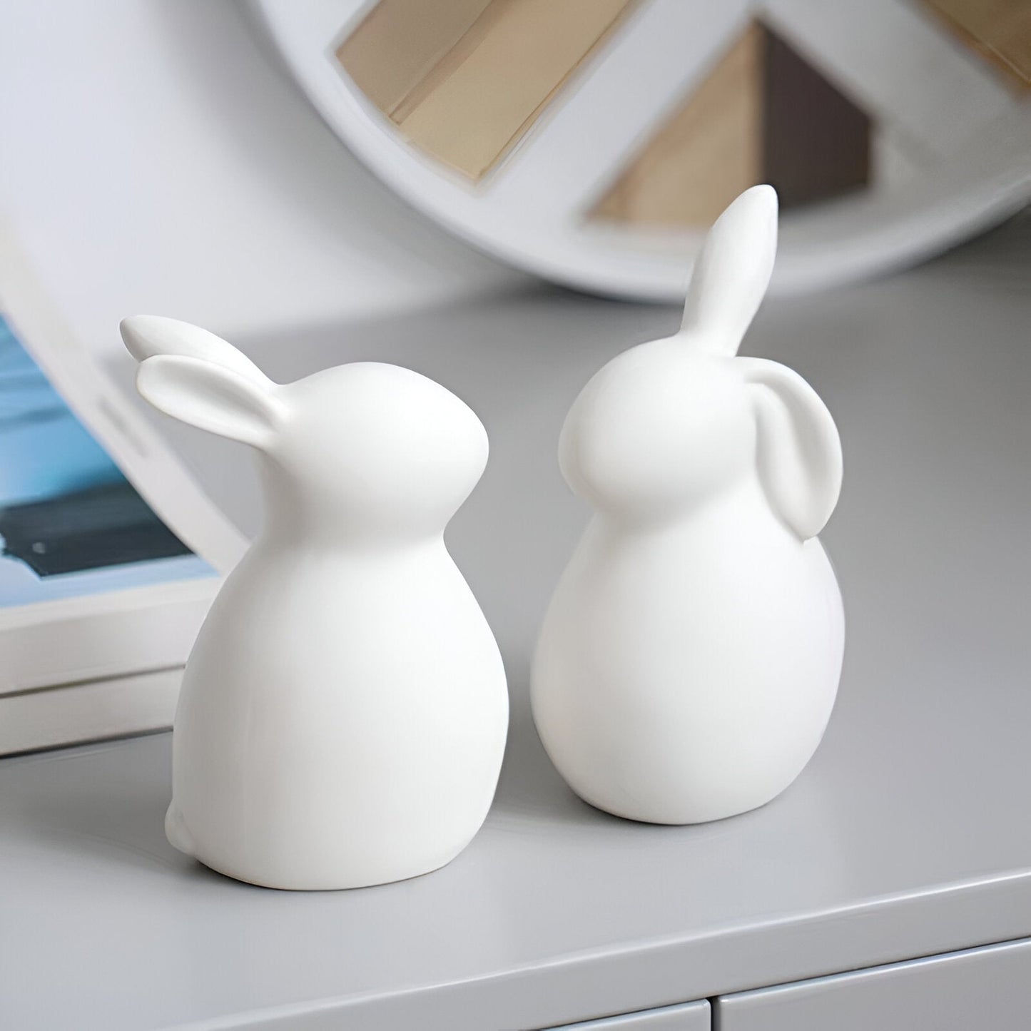 ConeyBliss Minimalist Ceramic Bunny – Elegant White Easter Rabbit Figurine Decor