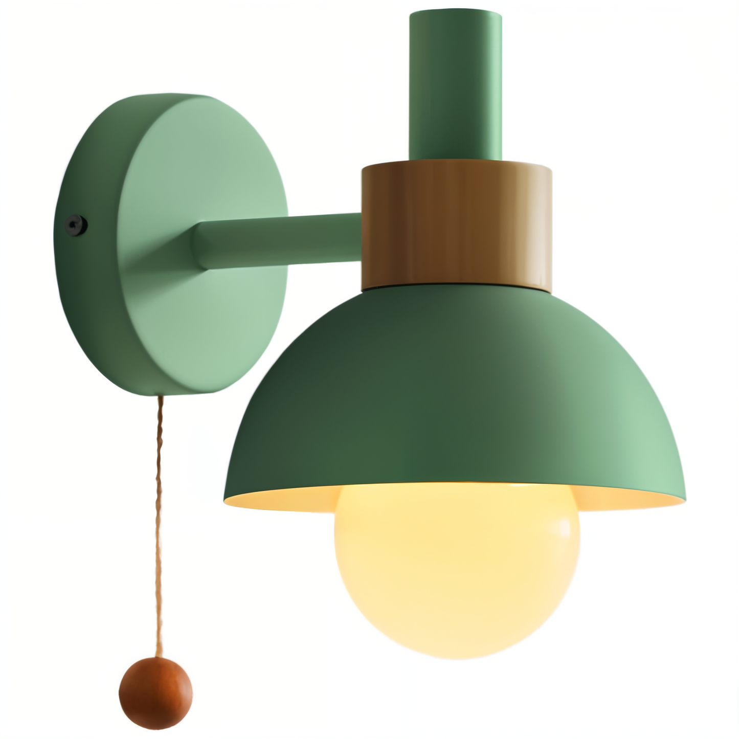 PastelPop Wall Light – Wooden & Iron Pastel Macaron Sconce with Pull Switch