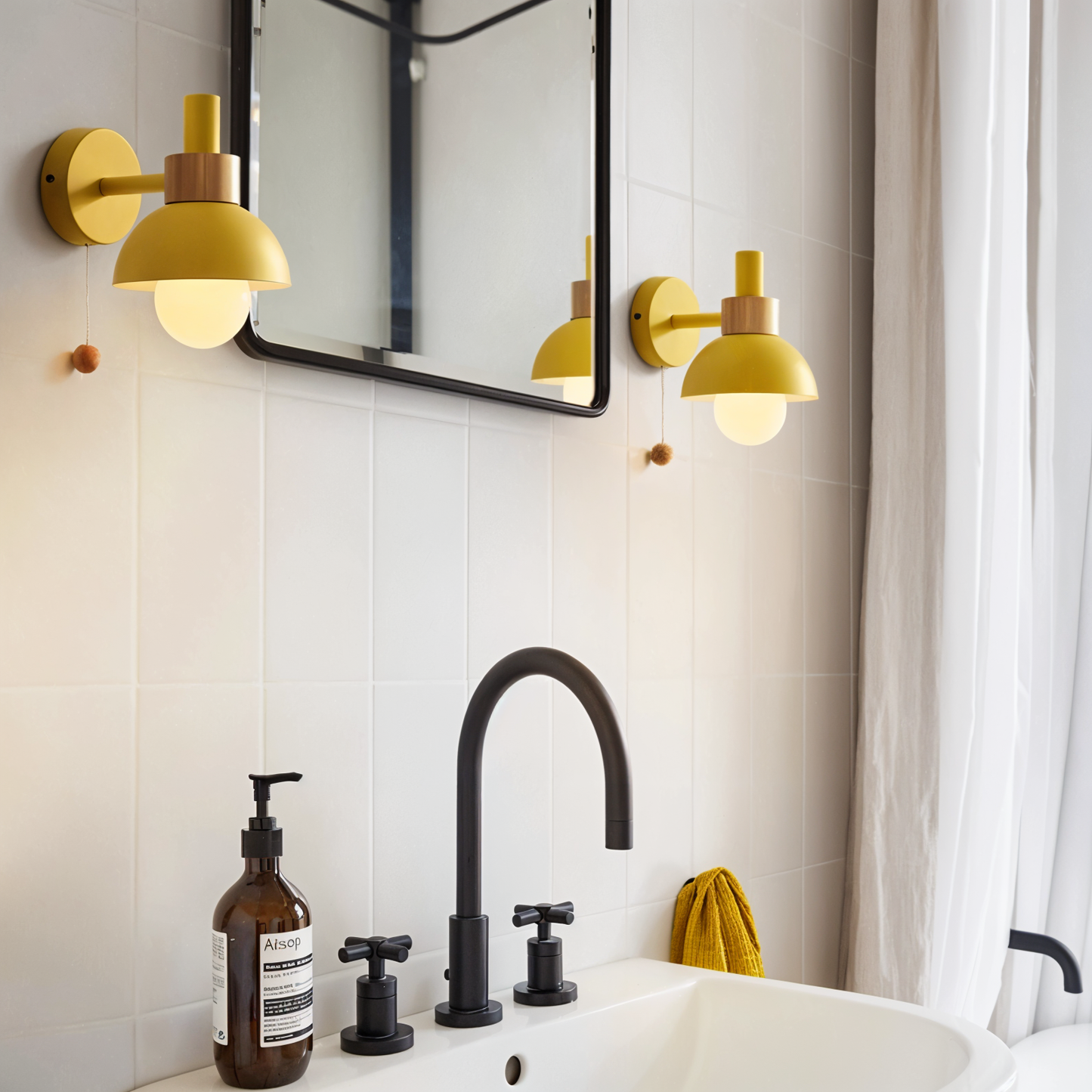 PastelPop Wall Light – Wooden & Iron Pastel Macaron Sconce with Pull Switch
