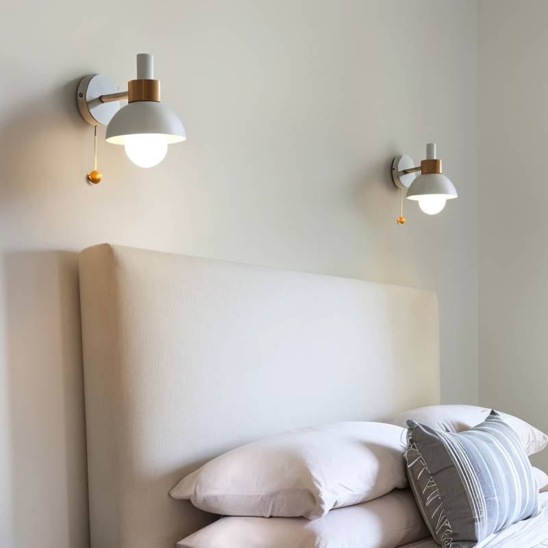 PastelPop Wall Light – Wooden & Iron Pastel Macaron Sconce with Pull Switch