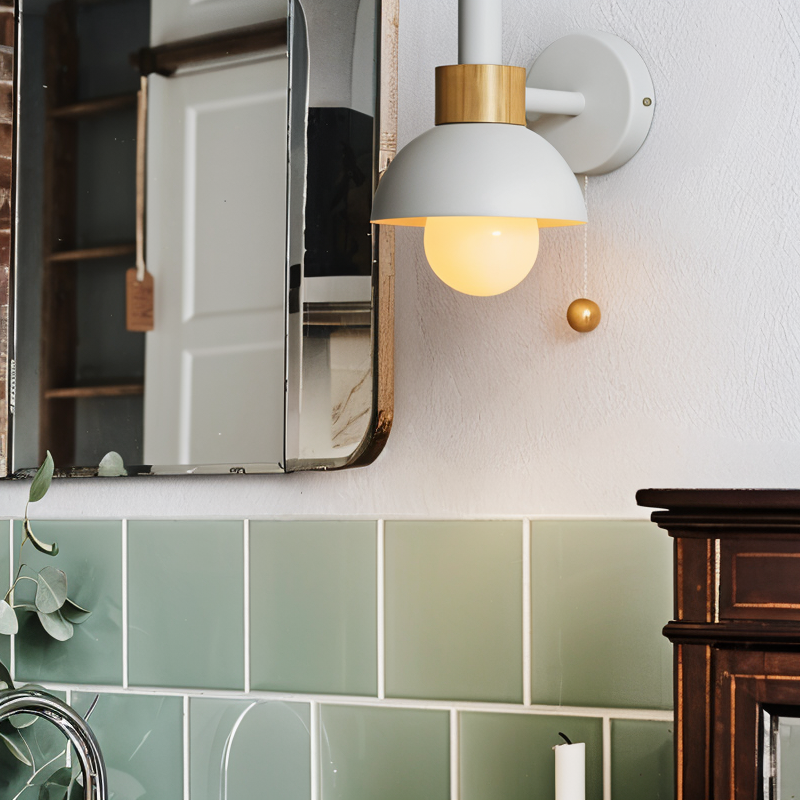 PastelPop Wall Light – Wooden & Iron Pastel Macaron Sconce with Pull Switch