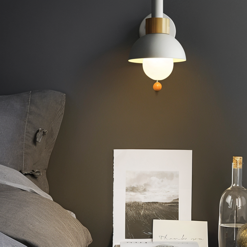 PastelPop Wall Light – Wooden & Iron Pastel Macaron Sconce with Pull Switch